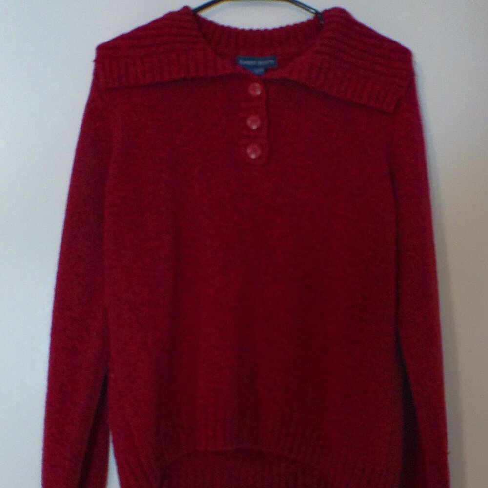 Karen Scott Red Knit Henley Sweater – Women’s Medium